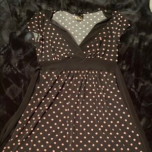 Love Tease Black and Pink V-Neck Flutter Sleeve Midi Dress